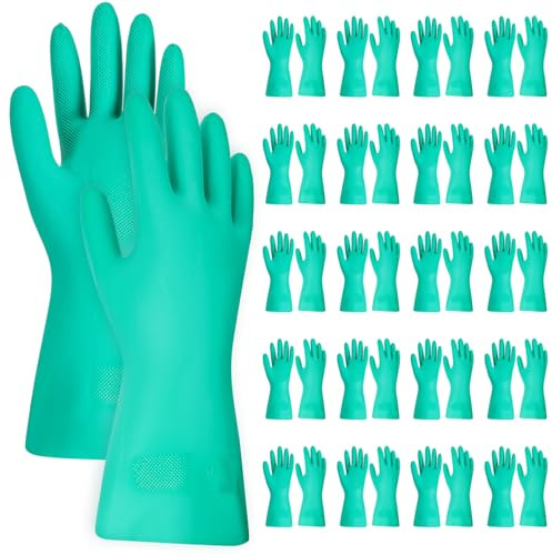 20 Pairs Chemical Resistant Gloves Large Heavy Duty Nitrile Gloves 13 Long Rubber Work Glove Anti Slip Reusable Dishwashing Glove for Oil Protection Industrial Use Household Cleaning Kitchen Cooking