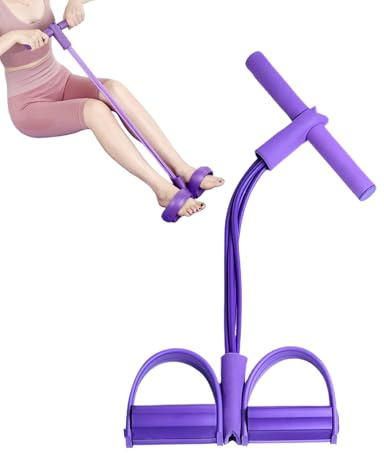 Fitness Resistance Bands, Entrenador Abdominal, Equipo de Entrenamiento de Abdominales, expansor de Cuerpo Completo para el hogar, 4 Tubos, Cuerda elástica de tracción multifunción, Púrpura