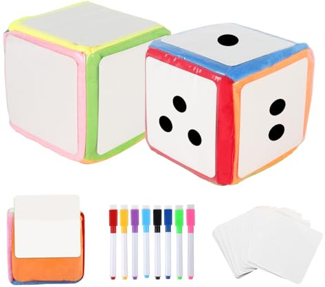 Hojalis 2 Pezzi Dadi Tascabili, 10 CM Cubi Con Tasche Con 50 Carte Vuote, Dadi Con Tasche Da Taschino Con 8 Penna Per Asilo, Scuola Materna, Apprendimento Precoce, Scuola Materna