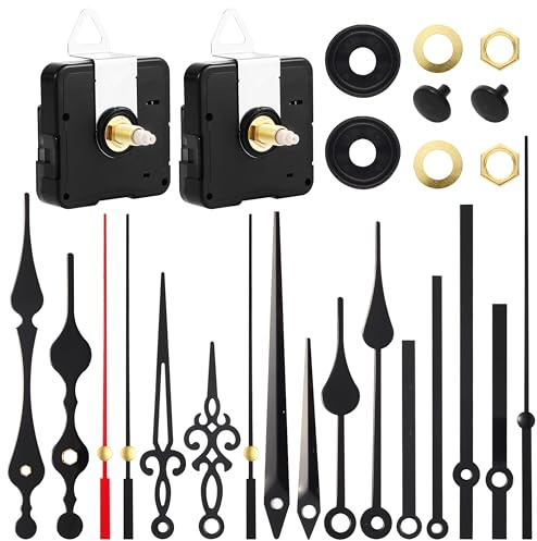 SUPERWSLING 2 Stück Uhrwerk für Wanduhr, Uhrwerke Zum Selbsteinbau Mit Zeiger, Mit 6 Sätzen Uhrzeigern, Uhrwerk Für Wanduhr Lautlos, 20/24 mm für Die Uhrenreparatur, Ersatz für Uhrenteile