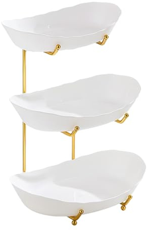 Tazón de frutas escalonadas - soporte de encimera de cocina de 3 niveles, soporte de frutas de múltiples capas, bandeja de servicio acrílico, placa de postres decorativos | Suministros para la fiesta,