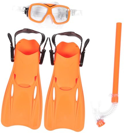 Abaodam Masque De Plongée Garçon Et Filles Orange 35-39, Tuba Sec Ergonomique, Courtes Légères en PVC – Ensemble Matériel De Plongée en Portable pour Natation Et Loisirs Aquatiques