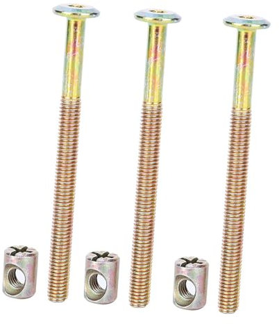 M6 Möbelschrauben 40 mm/ 60 mm/ 80 mm/ 90 mm/ 100 mm, verzinkter Karbonstahl, mit Zylindermuttern, Dübelmuttern, Steckerhalterung, 10 Stück, TRTA000724