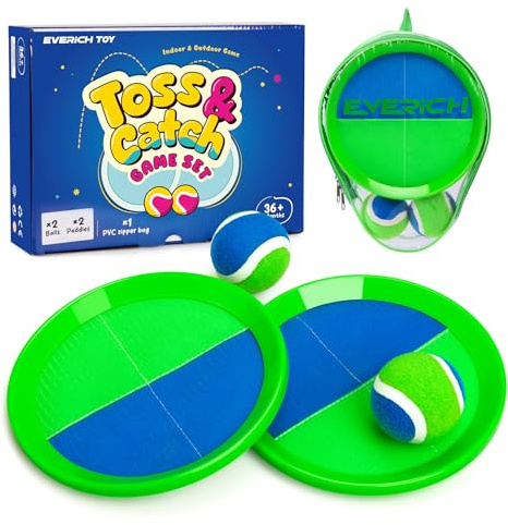 EVERICH TOY Toss and Catch Ball Game Set, Sticky Ball Paddle Catch Game for Kids, Summer Outdoor Backyard Beach Pool Yard Toy Gift for Boys Girls Ages 3-12