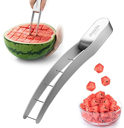 Watermelon Cutter Slicer,Stainless Steel Watermelon Cube Cutter Quickly Safe Watermelon Knife,Fun Fruit Knives Salad Melon Baller for Kitchen Gadget