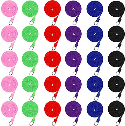 30 Pieces Slip Leads Dog Leash Pet Rope Strong Pulling Kennel Leads with O-Ring Durable for Dogs Walking Training (Black, Pink, Red, Green, Blue, Purple)