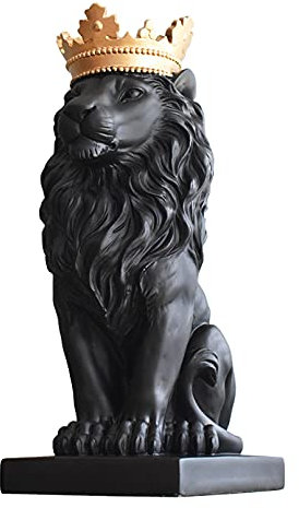 Statue Skulptur Figur Vintage Harz Kreative goldene Krone Löwen-Statue Harz Tier Figur Dekoration Desktop-Handwerk Skulptur 5.5 * 7.5 * 13.8,Q2