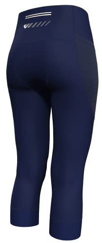 Lo.gas Fahrradhose Damen Gepolstert 3/4 Radlerhose High Waist Radhose Polster Elastische Radlershorts Mit Tasche S Blau