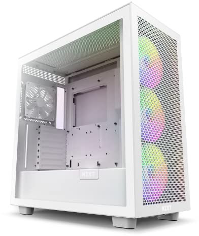 NZXT H7 Flow RGB - CM-H71FW-R1 - ATX Mid-Tower Gaming PC-Gehäuse - USB-C Port - Mesh Front- & Tempered Glass Seitenteil - 3X F-Series 140mm Core RGB Fans inklusive - Wasserkühlung Ready - Weiß