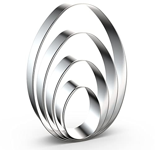 Large Egg Cookie Cutter Set in Different Sizes - 5 Inch, 4 Inch, 3 Inch, 2 Inch - 4 Piece - Stainelss Steel