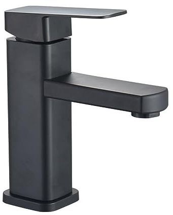 Rubinetto nero per lavabo da bagno, rubinetto per lavabo a leva singola, rubinetto per acqua fredda