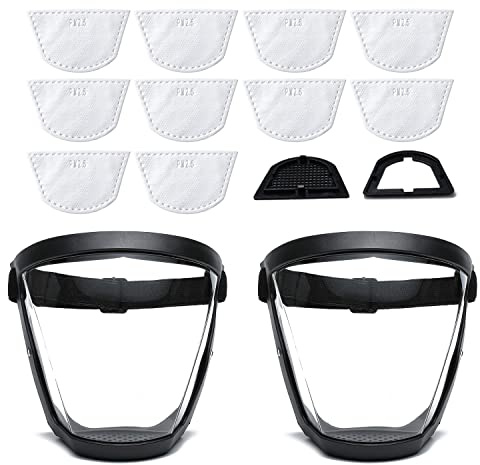 YABOYUGO Pack de 2 protectores faciales superprotectores, anticara completa, protección facial transparente para adultos, máscara facial de plástico