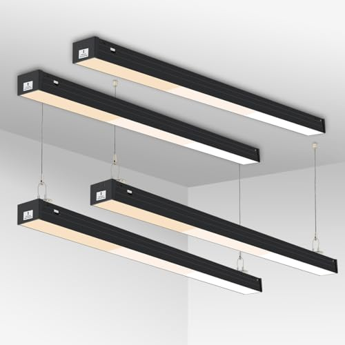 DAKASON 4FT LED Linear Lights, 40W 3000K/4000K/5000K Selectable Hanging Light, 4’ Linkable Office Shop Light Fixture, 0-10VDimmable Architectural Lighting Fixture ETL Listed for Gym Retails 4Pack