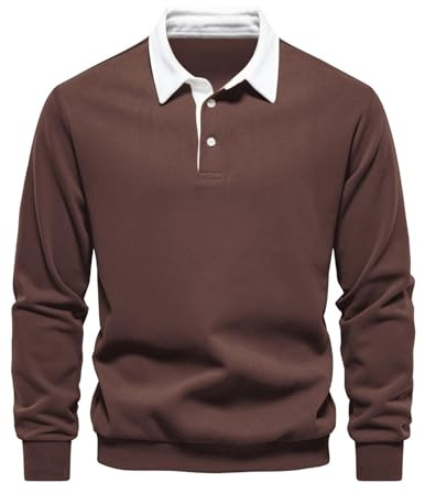 Btmpmcs Män pikétröja vardaglig långärmad t-shirt bomull golf polotröjor t-shirt topp enkel premium rugbytröja
