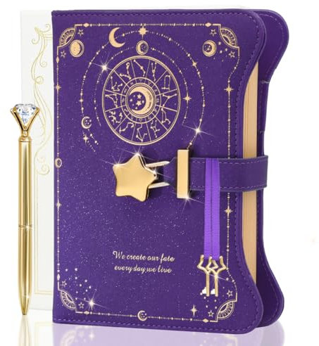 Diary with Lock and Keys for Girls and Women, Locking Diary for Gift Ideas with Gift Box and Pen and Bookmark, Journal for Women with 360 Kraft Pages, B6 Refillable Notebook with Lock for Writing (Deep Royal Purple)