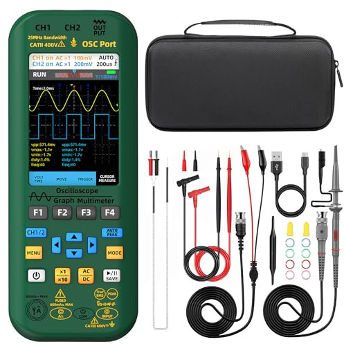 BSIDE Dual Channel Oscilloscope Multimeter 50MHz Bandwidth Handheld oscilloscope 3.98'' TFT Digital Oscilloscope Multimeter Signal Generator Flexible Current Clamp 4 in 1 Tester