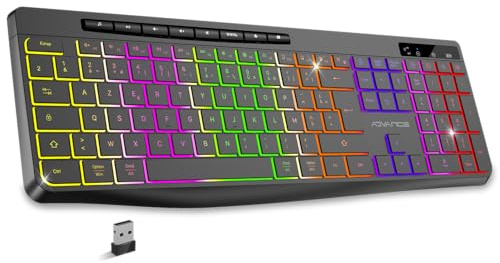 AD Advance - R Type, Clavier Sans Fil Silencieux Rechargeable, Touches Ergonomiques Rétroéclairées, Layout AZERTY Français, Autonomie Longue Durée, Connexion 2.4 Ghz, Compatible Windows, Mac, PC, Noir