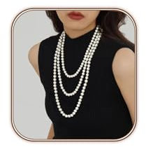 Calkkrer Lange Weiße Perlenkette Damen, 180CM Glasperlen Halskette, Mehrreihige Perlen Schmuck, Modeschmuck, Perlen Halskette, Perlenkette Lang Für Hochzeit Und Party