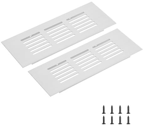 sourcing map Rectangle Ventilation Grille, Aluminum Alloy Mesh Air Vent Cover Louvered Ventilation Cover with Mounting Screws for Cabinet Shoe Closet (150x60mm/6x2, Silver Tone)
