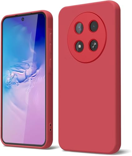 GOGME Phone Case for Huawei Honor Magic 7 Lite / Magic7 Lite with Anti-Scratch Microfiber Lining Liquid Silicone Shockproof Protective Back Cover Slim Soft TPU Bumper Shell, Red