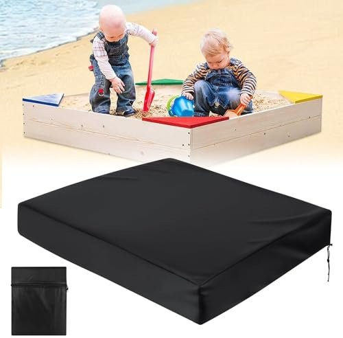 Bâche Bac à Sable Imperméable 120x120x20 cm Housse de Protection pour bac à Sable, Couverture de Bac à Sable Couvercle, Housse Bac à Sable avec Cordon de Serrage pour Bac à Sable de Jardin-Noir