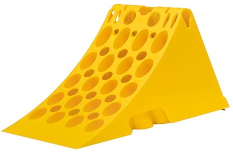 Ryme Automotive Calzo de Rueda R560 DIN 76051 | Plástico Amarillo, 470x224x200 mm, con Pletina Metálica Antideslizante | Seguridad para Camiones y Vehículos Industriales
