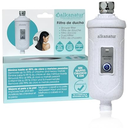 Duschfilter Gegen Kalk und Chlor Wasserfilter Dusche Haarpflege Hautschutz for Hard Water Wasserenthärter Ökologisch Zertifiziert Shower Head Filter Antikalk Effizient Nachhaltig Kalkfilter ALKANATUR