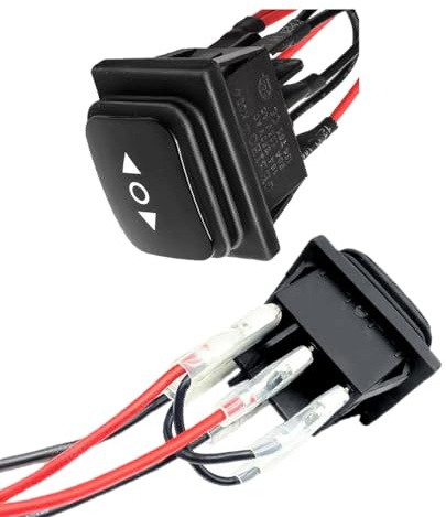 Switian 2 stycken DPDT vippströmbrytare 12 V självåterställande, 6-polig polaritet omvänd omkopplare med 21 cm kabel – vattentät ON-OFF-ON-omkopplare för husbil, båt, bil, 250 VAC 16 A