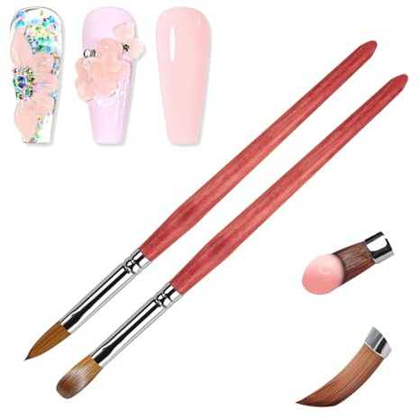LEDSUUEI 8/12 pennelli acrilici per unghie: pennello per unghie in polvere acrilica per unghie pennello liquido acrilico per unghie gel Nail Brush Nail Brush pennello acrilico polvere acrilico set di