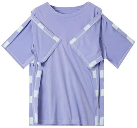 Women's Full Open Front Post-Surgery Shirt, Adjustable Side & Sleeve Openings for Arm Injury Recovery Soft Stretch Tops Easy Wear Recovery Clothing Blue L