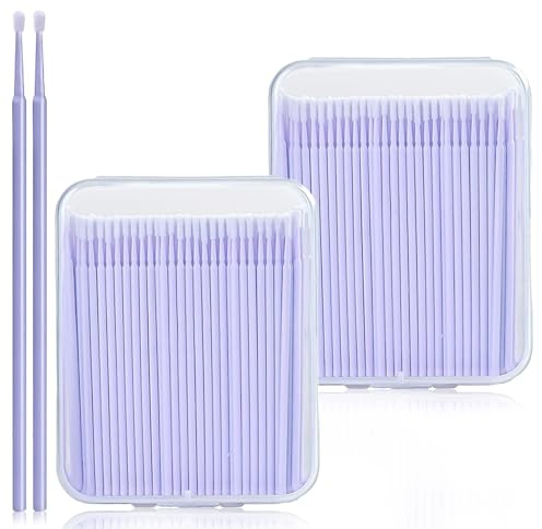 Microcepillos Aplicadores, 400PCS Micro Cepillos, Bastoncillos Pestañas Micro Cepillos, Varitas para Extensiones de Pestañas, para Extracción, de Maquillaje, Nail Art(Morado)