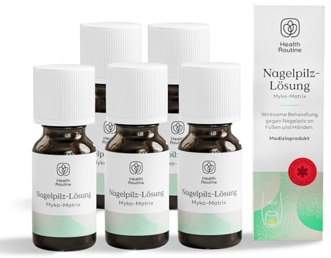 Health Routine Myko-Matrix soluzione antimicotica per unghie — dispositivo medico certificato CE per unghie danneggiate — trattamento con olio di tea tree e oli essenziali naturali — 5 Pack