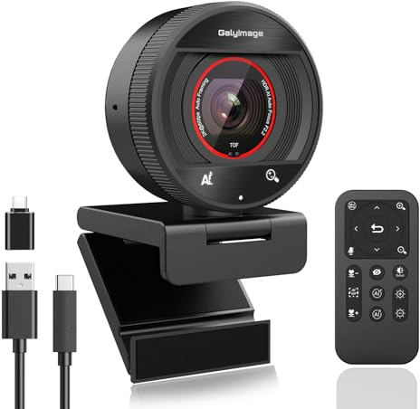 Galyimage 2K Webcam for pc with AI,Web Camera/8X Digital Zoom Computer Camera with USB 3.0/HDR/Dual Noise-Cancelling Mics，Zoom/Teams/Skype/Facetime/Meeting