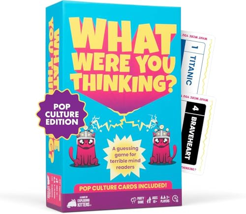 Exploding Kittens Presents, What Were You Thinking? Pop Culture – Fast-Paced Word Guessing Board Game, Fun Night Party and Family Game for Kids, Teens, and Adults