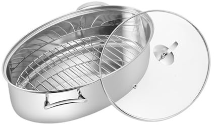 Olla de Acero Inoxidable para cocinar al Vapor, Multiusos, Ovalada, con Rejilla, Grande, Ovalada, para cocinar al Vapor, Multiusos, para Pescado y Sopa