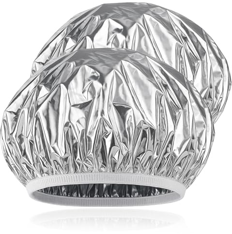 Brvlsoc Reusable Aluminum Foil Heat Cap – Deep Conditioning Processing Cap with Elastic Band, Hair Treatment & Coloring Cap for Salon, Sauna & Home