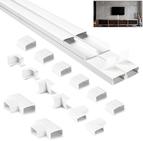NUTKIT Kits de Goulottes, 4 M Goulotte Passe Cable, Goulotte Electrique