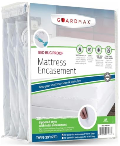 Guardmax Funda de colchón de Punto Jersey con Cremallera Individual, Protector de colchón Impermeable y a Prueba de chinches, Ropa de Cama cómoda, Suave y silenciosa con Cremallera, a Prueba de Polvo