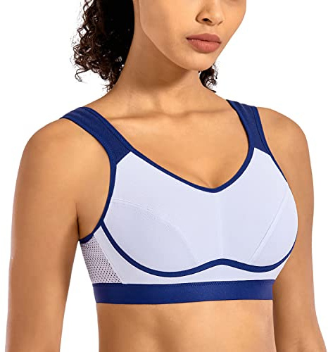 SYROKAN Soutien Gorge Femme Sport sans Armature Grande Taille Maintien Extreme Non Rembourré Confort Blanc 95F