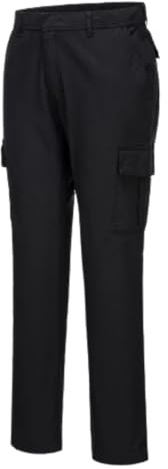 Portwest Pantalón Stretch Slim Combat, Tamaño: 40, Color: Negro, S231BKR40