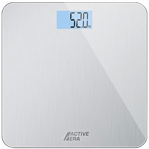 Active Era® Bathroom Scales Stainless Steel for Body Weight Ultra Slim Digital & Compact Scale with Backlit Display & High Precision Sensors for Accurate Weighing (Stone/kgs/lbs)