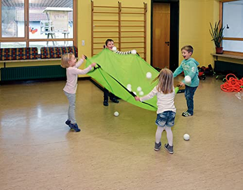 KL-Toys Schwungtuch GRASGRÜN / Ø 185 cm mit 8 Griffschlaufen / Fördert die Auge-Hand-Koordination und das Rhythmus Gefühl / Maße: Ø 185 cm / Material: Polyester