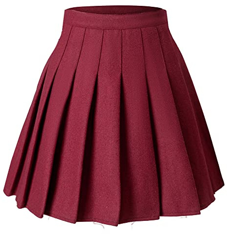 Hoerev Jupe plissée Polyvalente avec Short pour Femme,Pourpre,38