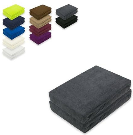 EXKLUSIV HEIMTEXTIL Frottee Spannbettlaken Doppelpack 90-100 x 200 cm Anthrazit