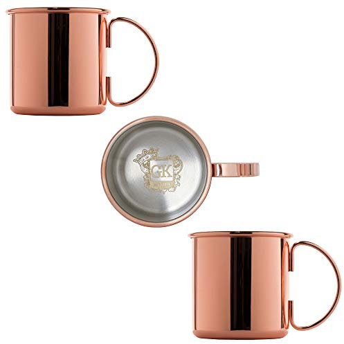 ALANDIA Kupferbecher Moscow Mule Becher 2er Set glatt Premium Qualität | Außen verkupfert, innen Edelstahl, dadurch pflegeleicht | Roségold | Auch für Gin Tonic bestens geeignet