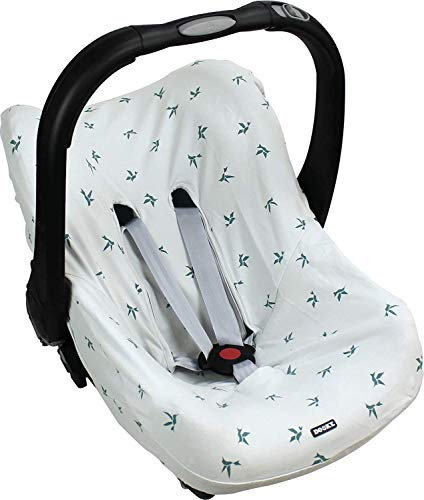 Dooky 126804 Seat Cover Schonbezug Origami swallow Rose für Babyschale Universalgröße geeignet für 3 und 5 Punkt Gurtsystem Autositz, für Altersgruppe 0+, Origami swallow Grey, grau, 140 g