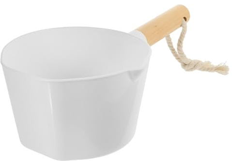 DOITOOL Plastic Water Ladle Long Handle, Bath Ladle Dipper Portable Water Pourer Spoon Hair Washing Scoop Tabo Flat Bottom Bath Scoop with String for Kitchen and Bathroom Hair Washing