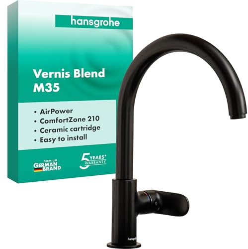 hansgrohe Küchenarmatur Vernis Blend M35, Wasserhahn Küche mit Auslauf Höhe 210 mm, 1 Strahlart, Mattschwarz
