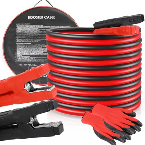 TLGREEN 4M Insulated Car Jump Leads, 1000Amp Heavy Duty Jump Start Leads Professional Battery Booster Cables with Gloves and Storage Bag, for Petrol and Diesel Car, Motorcycle, Vans,Truck