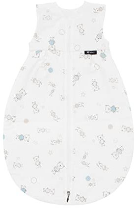 Dein Kinderland Alvi Kugel-Schlafsack Baby Mäxchen Thermo ohne Arm im SET mit Alvi Dreiecks-Halstuch | Winterschlafsack | Baby-Schlafsack | atmungsaktiv (best friends blau, 70cm)